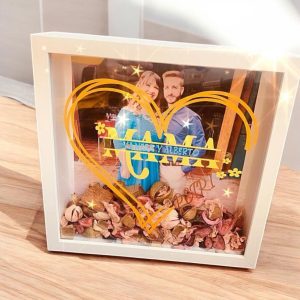Cuadro regalo para el día de la madre, totalmente personalizado, foto, nombres personalizados, flores secas y decoración artesanal